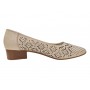 Pantofi dama bej perforati din piele naturala cu toc mic Avelisse CLP03BEJ